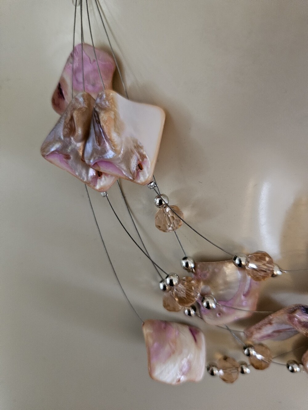 Multistrand Pink Shell Statement Necklace - Picture 5 of 12